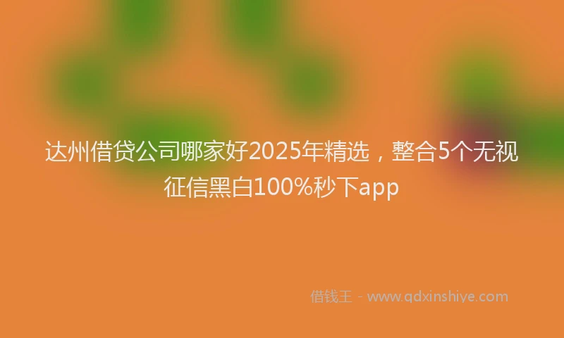 达州借贷公司哪家好2025年精选，整合5个无视征信黑白100%秒下app