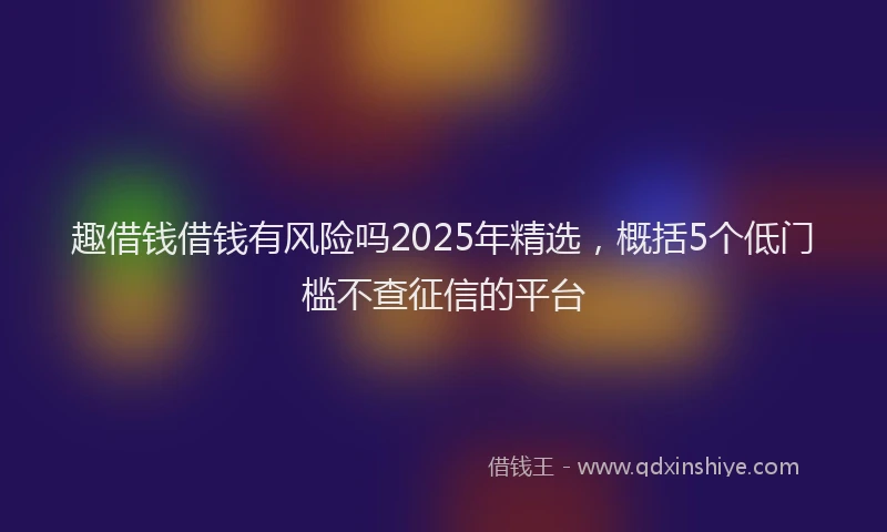 趣借钱借钱有风险吗2025年精选，概括5个低门槛不查征信的平台