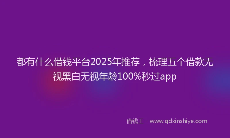 都有什么借钱平台2025年推荐，梳理五个借款无视黑白无视年龄100%秒过app