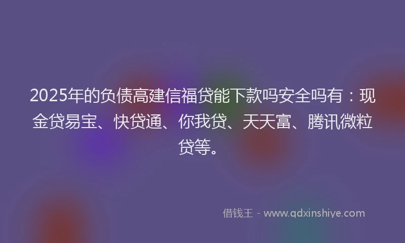 2025年的负债高建信福贷能下款吗安全吗有：现金贷易宝、快贷通、你我贷、天天富、腾讯微粒贷等。