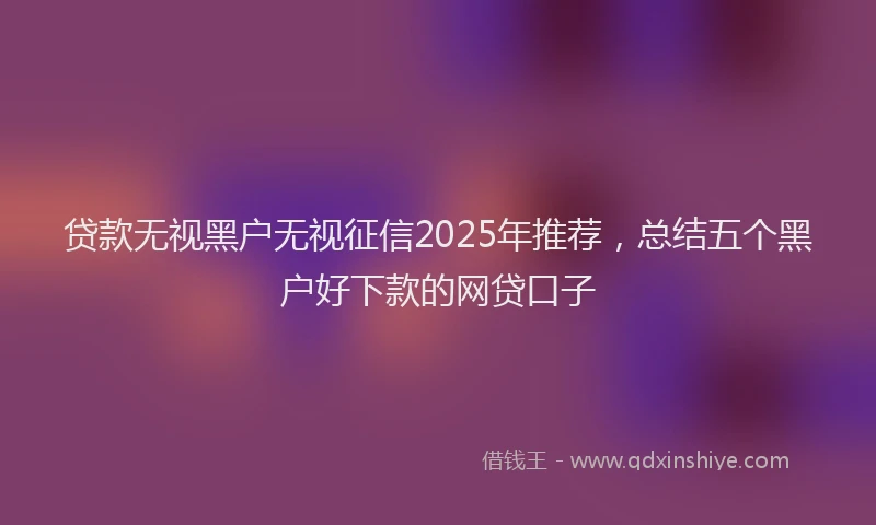 贷款无视黑户无视征信2025年推荐，总结五个黑户好下款的网贷口子
