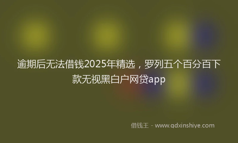 逾期后无法借钱2025年精选，罗列五个百分百下款无视黑白户网贷app