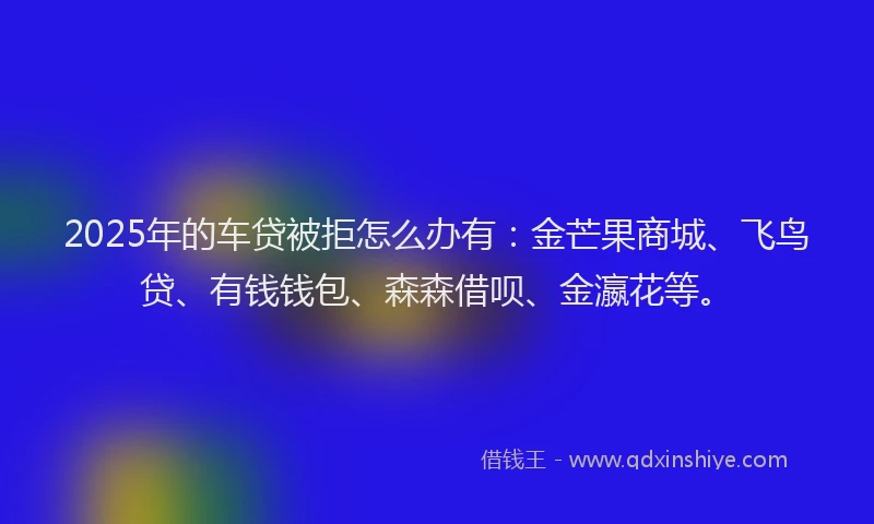 2025年的车贷被拒怎么办有：金芒果商城、飞鸟贷、有钱钱包、森森借呗、金瀛花等。