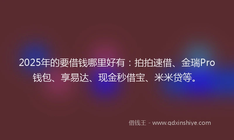 2025年的要借钱哪里好有：拍拍速借、金瑞Pro钱包、享易达、现金秒借宝、米米贷等。