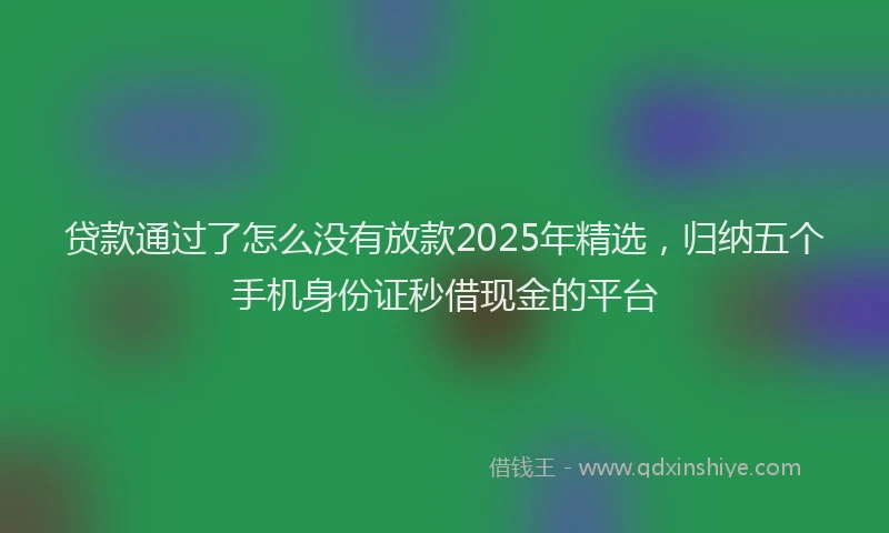 贷款通过了怎么没有放款2025年精选，归纳五个手机身份证秒借现金的平台