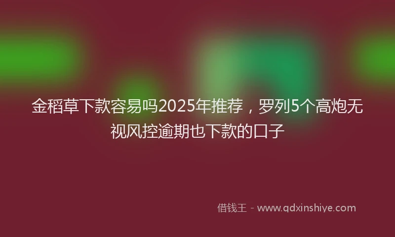 金稻草下款容易吗2025年推荐，罗列5个高炮无视风控逾期也下款的口子
