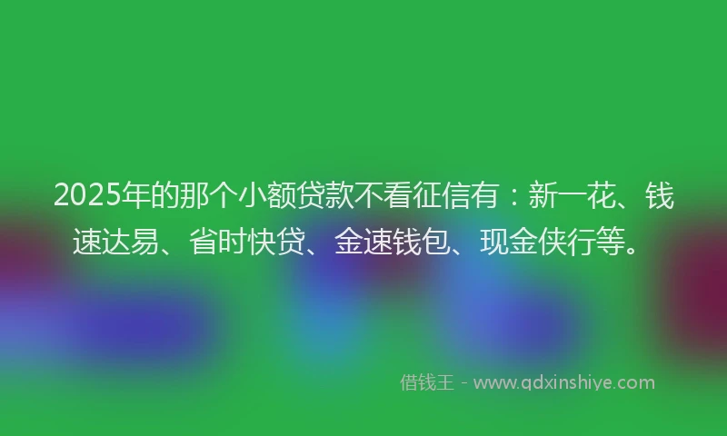 2025年的那个小额贷款不看征信有：新一花、钱速达易、省时快贷、金速钱包、现金侠行等。
