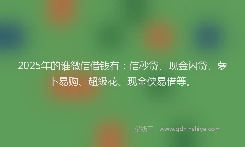 2025年的谁微信借钱有：信秒贷、现金闪贷、萝卜易购、超级花、现金侠易借等。
