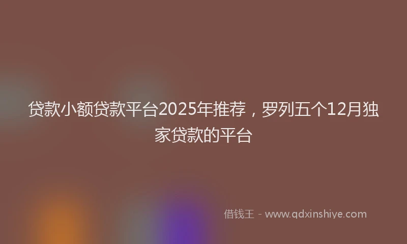 贷款小额贷款平台2025年推荐，罗列五个12月独家贷款的平台