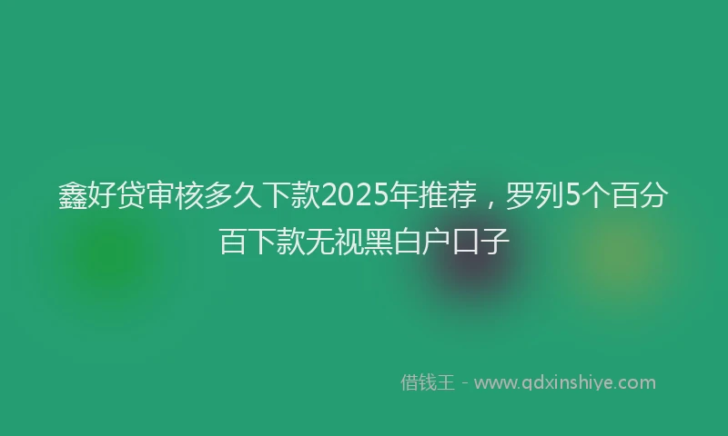 鑫好贷审核多久下款2025年推荐，罗列5个百分百下款无视黑白户口子