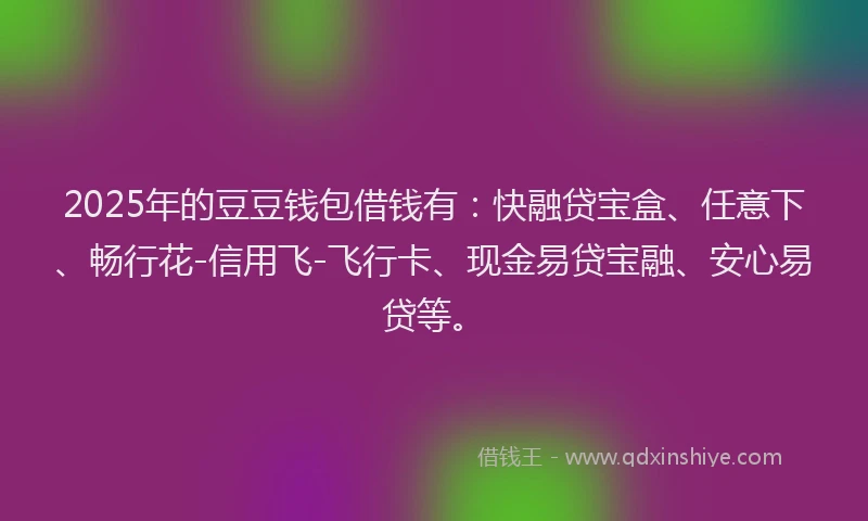2025年的豆豆钱包借钱有：快融贷宝盒、任意下、畅行花-信用飞-飞行卡、现金易贷宝融、安心易贷等。