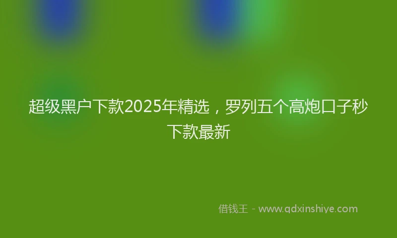 超级黑户下款2025年精选，罗列五个高炮口子秒下款最新