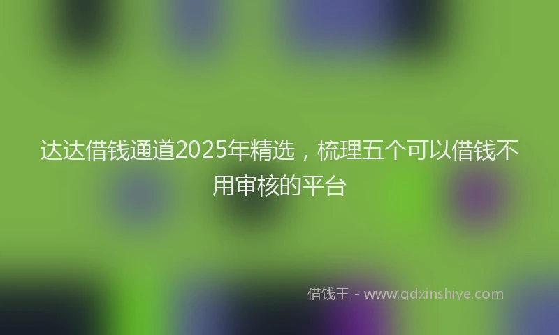 达达借钱通道2025年精选，梳理五个可以借钱不用审核的平台