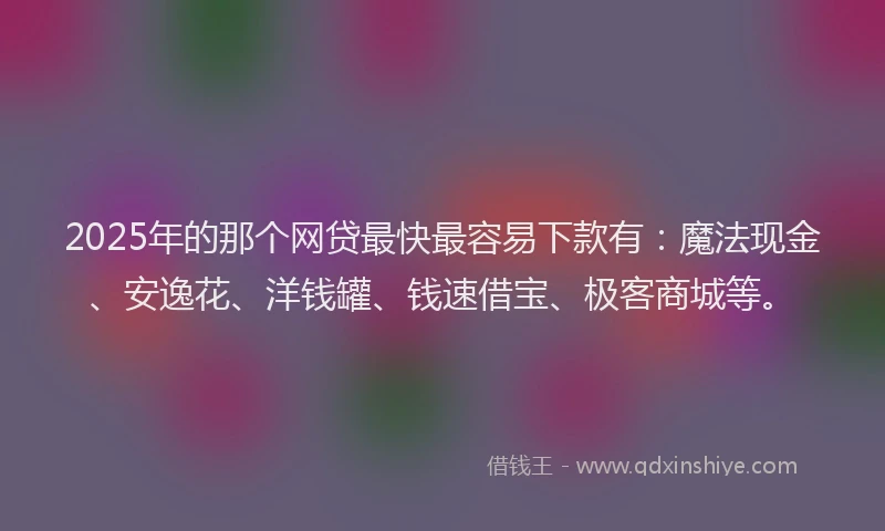 2025年的那个网贷最快最容易下款有：魔法现金、安逸花、洋钱罐、钱速借宝、极客商城等。