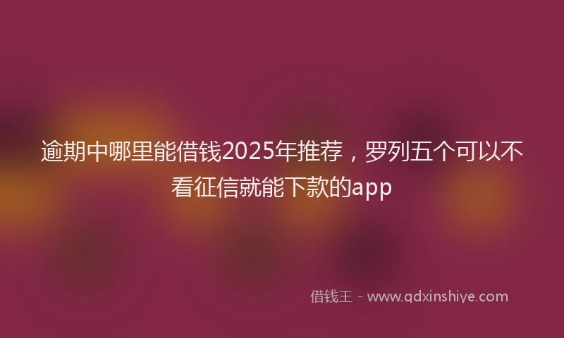 逾期中哪里能借钱2025年推荐，罗列五个可以不看征信就能下款的app