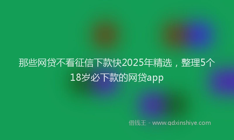 那些网贷不看征信下款快2025年精选，整理5个18岁必下款的网贷app