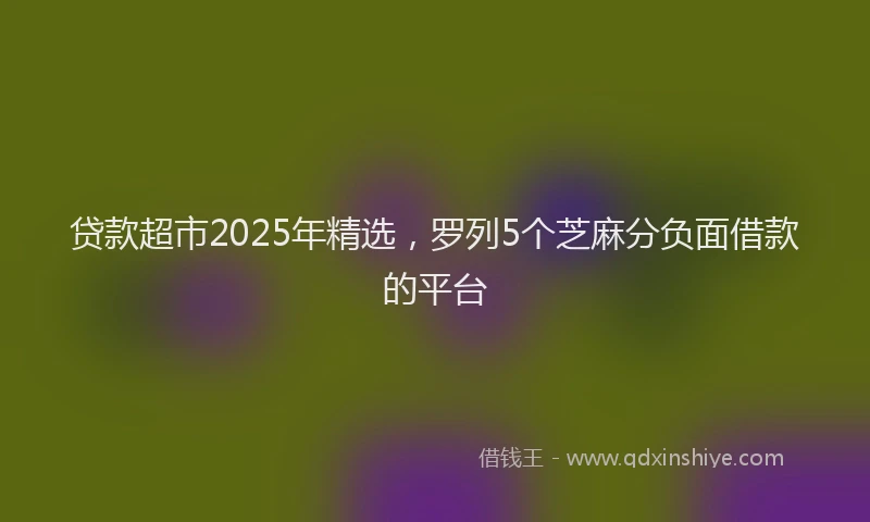 贷款超市2025年精选，罗列5个芝麻分负面借款的平台