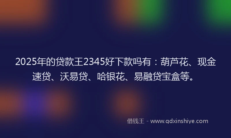2025年的贷款王2345好下款吗有：葫芦花、现金速贷、沃易贷、哈银花、易融贷宝盒等。