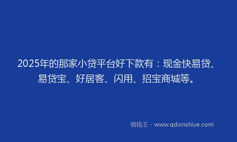 2025年的那家小贷平台好下款有：现金快易贷、易贷宝、好居客、闪用、招宝商城等。