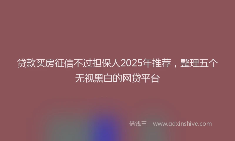 贷款买房征信不过担保人2025年推荐，整理五个无视黑白的网贷平台
