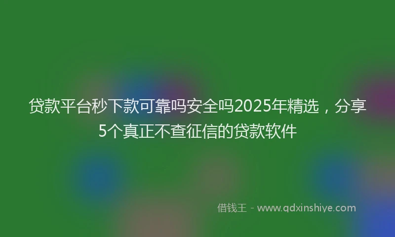 贷款平台秒下款可靠吗安全吗2025年精选，分享5个真正不查征信的贷款软件