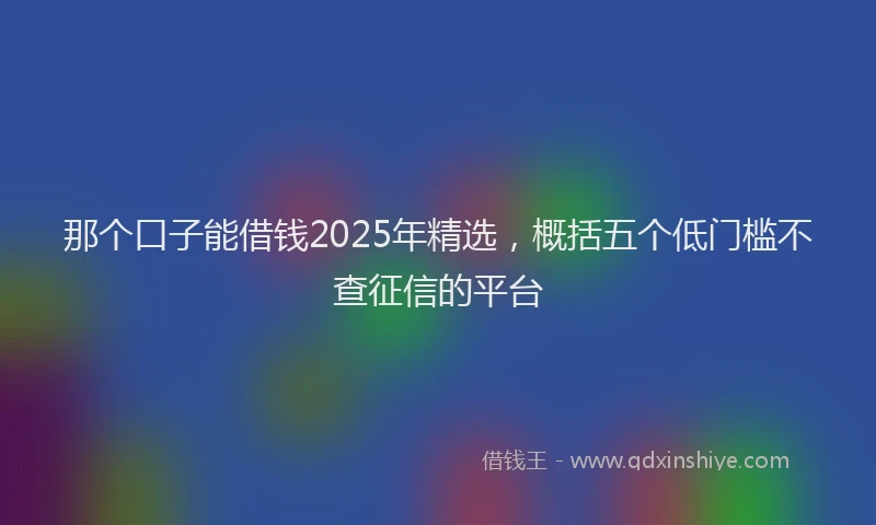 那个口子能借钱2025年精选，概括五个低门槛不查征信的平台