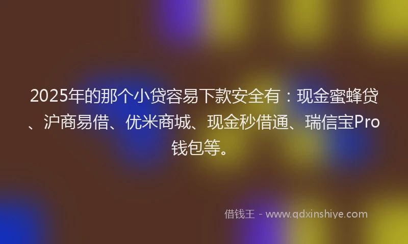 2025年的那个小贷容易下款安全有：现金蜜蜂贷、沪商易借、优米商城、现金秒借通、瑞信宝Pro钱包等。
