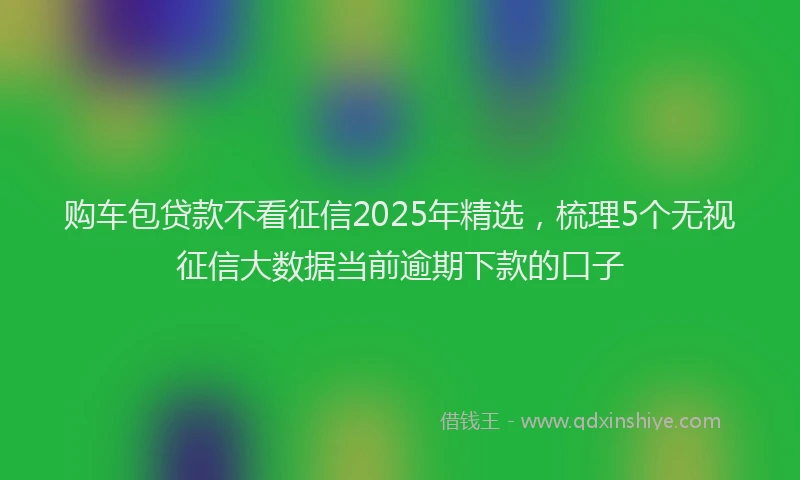 购车包贷款不看征信2025年精选，梳理5个无视征信大数据当前逾期下款的口子