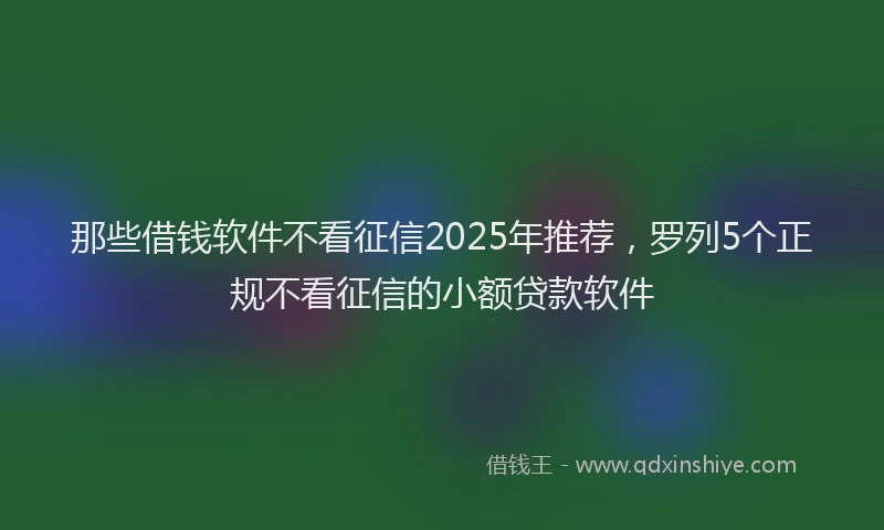 那些借钱软件不看征信2025年推荐，罗列5个正规不看征信的小额贷款软件