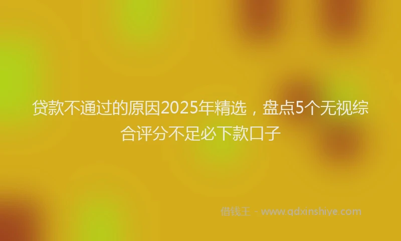 贷款不通过的原因2025年精选，盘点5个无视综合评分不足必下款口子