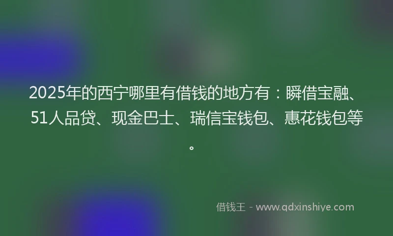 2025年的西宁哪里有借钱的地方有：瞬借宝融、51人品贷、现金巴士、瑞信宝钱包、惠花钱包等。
