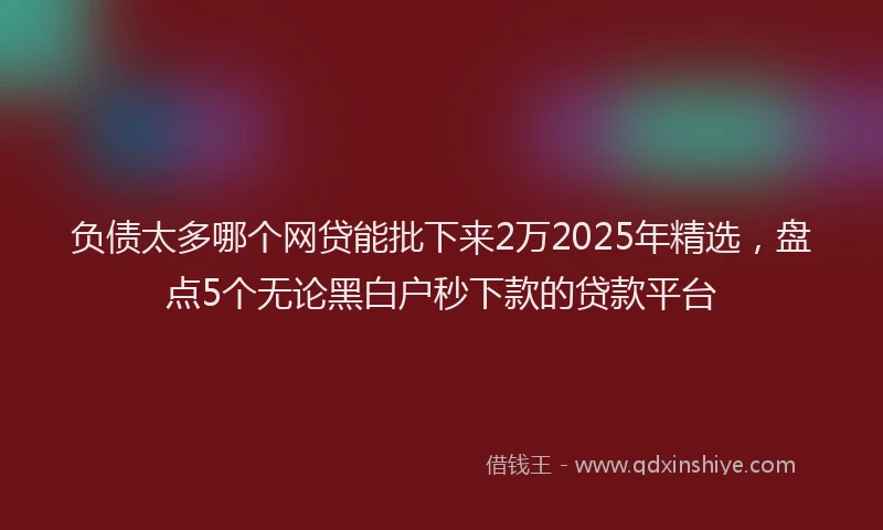 负债太多哪个网贷能批下来2万2025年精选，盘点5个无论黑白户秒下款的贷款平台
