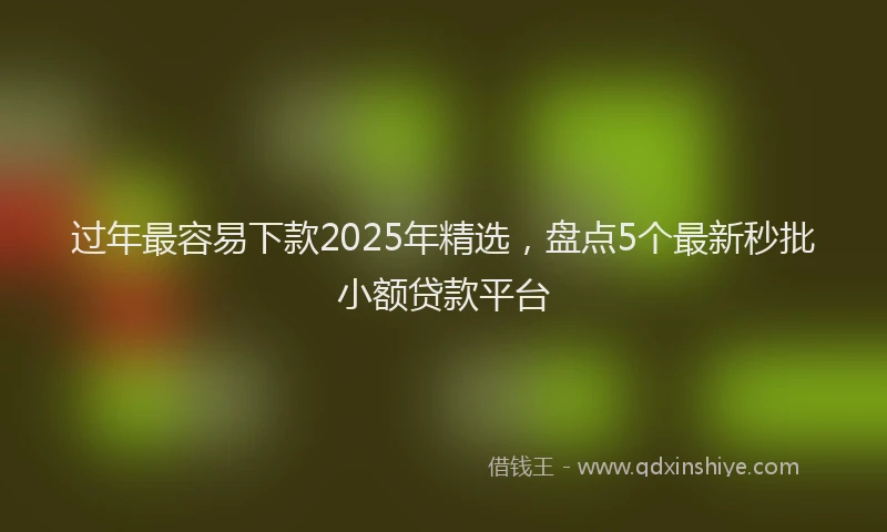 过年最容易下款2025年精选，盘点5个最新秒批小额贷款平台