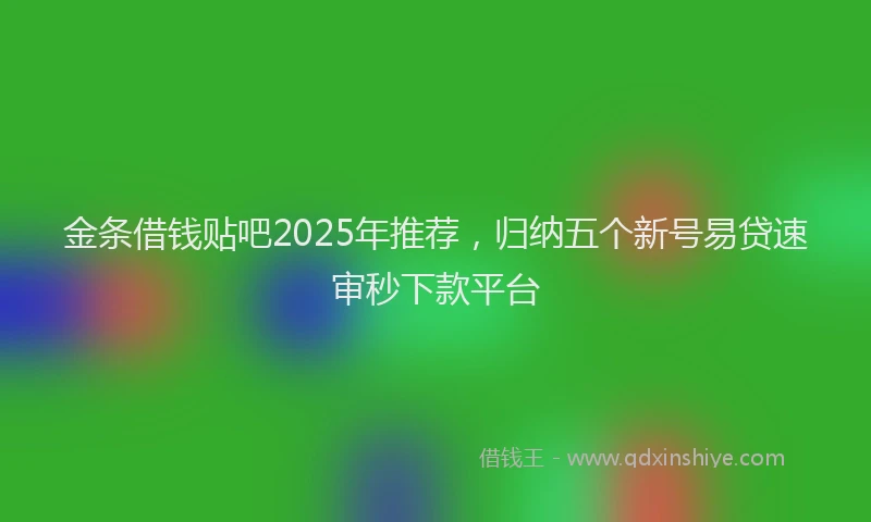 金条借钱贴吧2025年推荐，归纳五个新号易贷速审秒下款平台