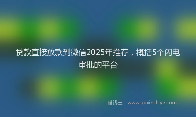 贷款直接放款到微信2025年推荐，概括5个闪电审批的平台