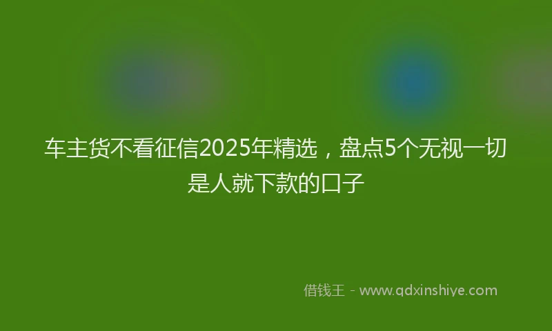 车主货不看征信2025年精选，盘点5个无视一切是人就下款的口子