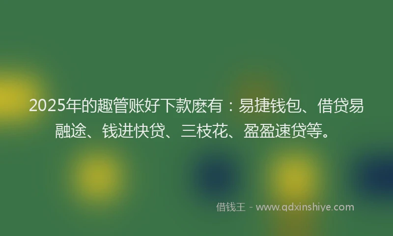 2025年的趣管账好下款麽有：易捷钱包、借贷易融途、钱进快贷、三枝花、盈盈速贷等。