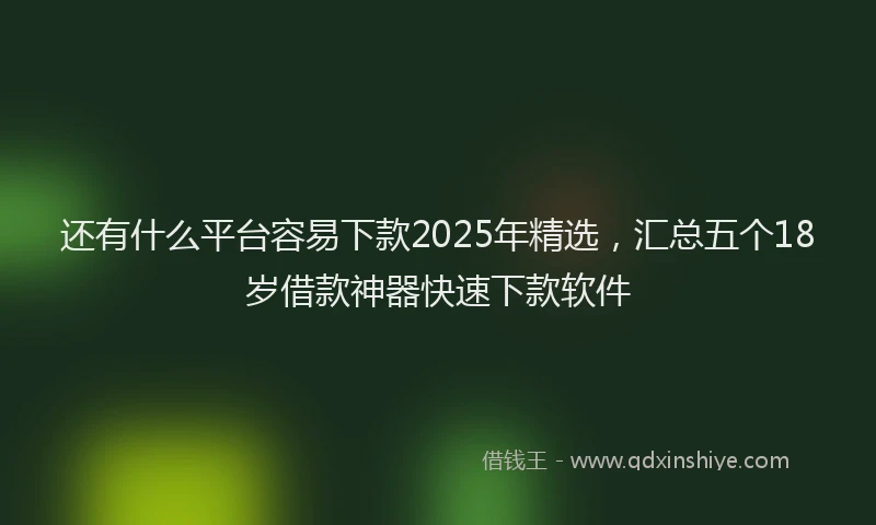 还有什么平台容易下款2025年精选，汇总五个18岁借款神器快速下款软件