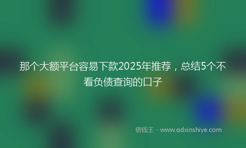 那个大额平台容易下款2025年推荐，总结5个不看负债查询的口子