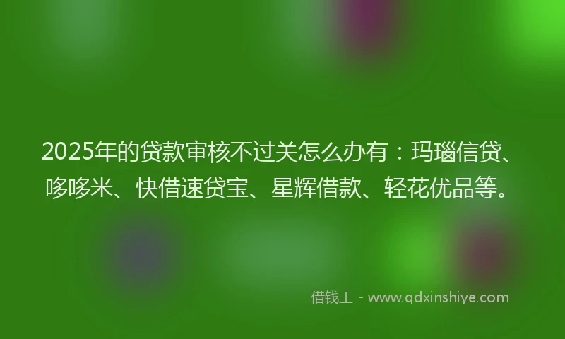 2025年的贷款审核不过关怎么办有：玛瑙信贷、哆哆米、快借速贷宝、星辉借款、轻花优品等。