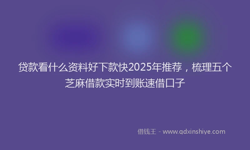 贷款看什么资料好下款快2025年推荐，梳理五个芝麻借款实时到账速借口子
