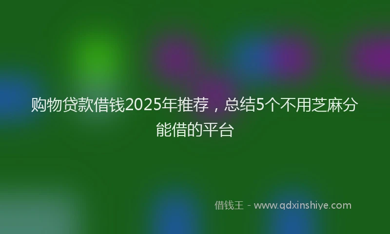购物贷款借钱2025年推荐，总结5个不用芝麻分能借的平台
