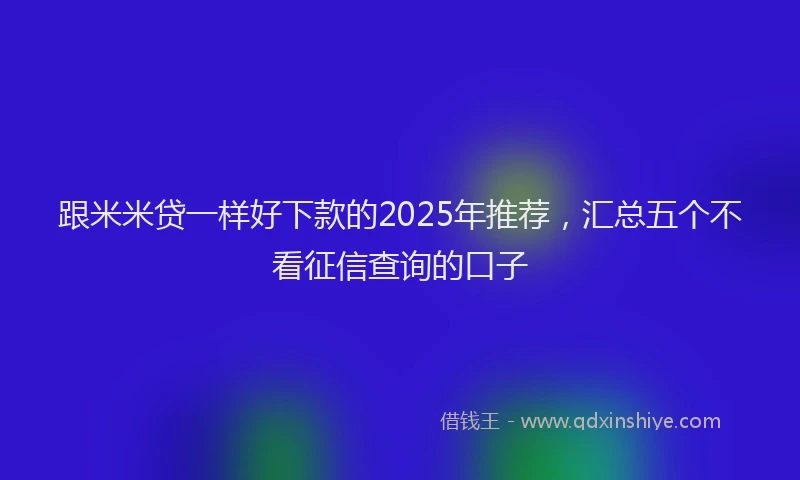 跟米米贷一样好下款的2025年推荐，汇总五个不看征信查询的口子
