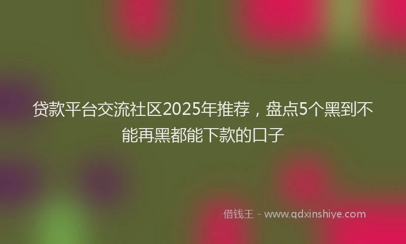 贷款平台交流社区2025年推荐，盘点5个黑到不能再黑都能下款的口子