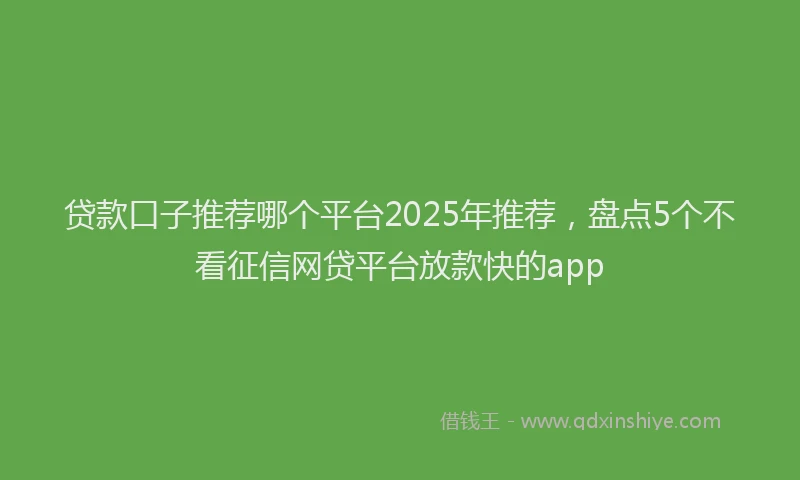 贷款口子推荐哪个平台2025年推荐，盘点5个不看征信网贷平台放款快的app