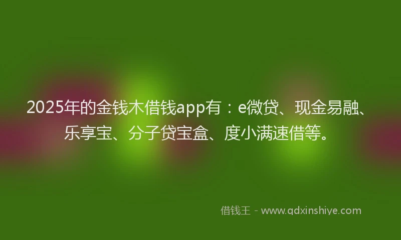 2025年的金钱木借钱app有：e微贷、现金易融、乐享宝、分子贷宝盒、度小满速借等。