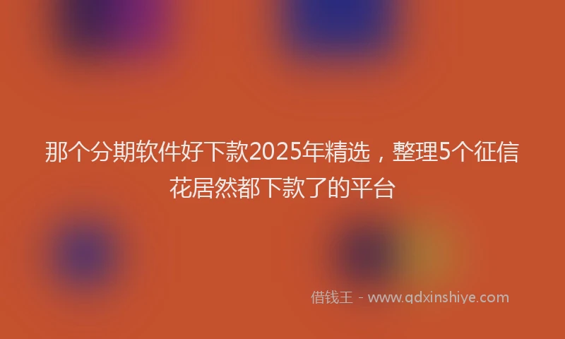 那个分期软件好下款2025年精选，整理5个征信花居然都下款了的平台