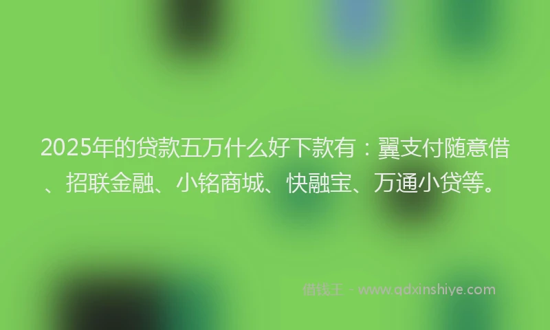 2025年的贷款五万什么好下款有：翼支付随意借、招联金融、小铭商城、快融宝、万通小贷等。