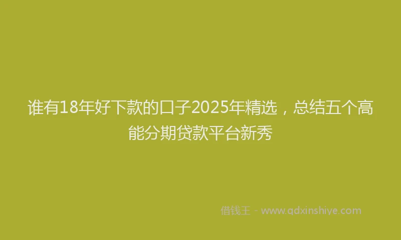 谁有18年好下款的口子2025年精选，总结五个高能分期贷款平台新秀