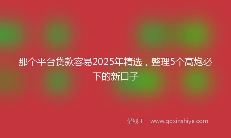 那个平台贷款容易2025年精选，整理5个高炮必下的新口子